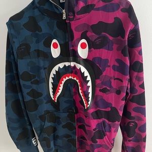 BAPE zip up sweater Half blue and purple